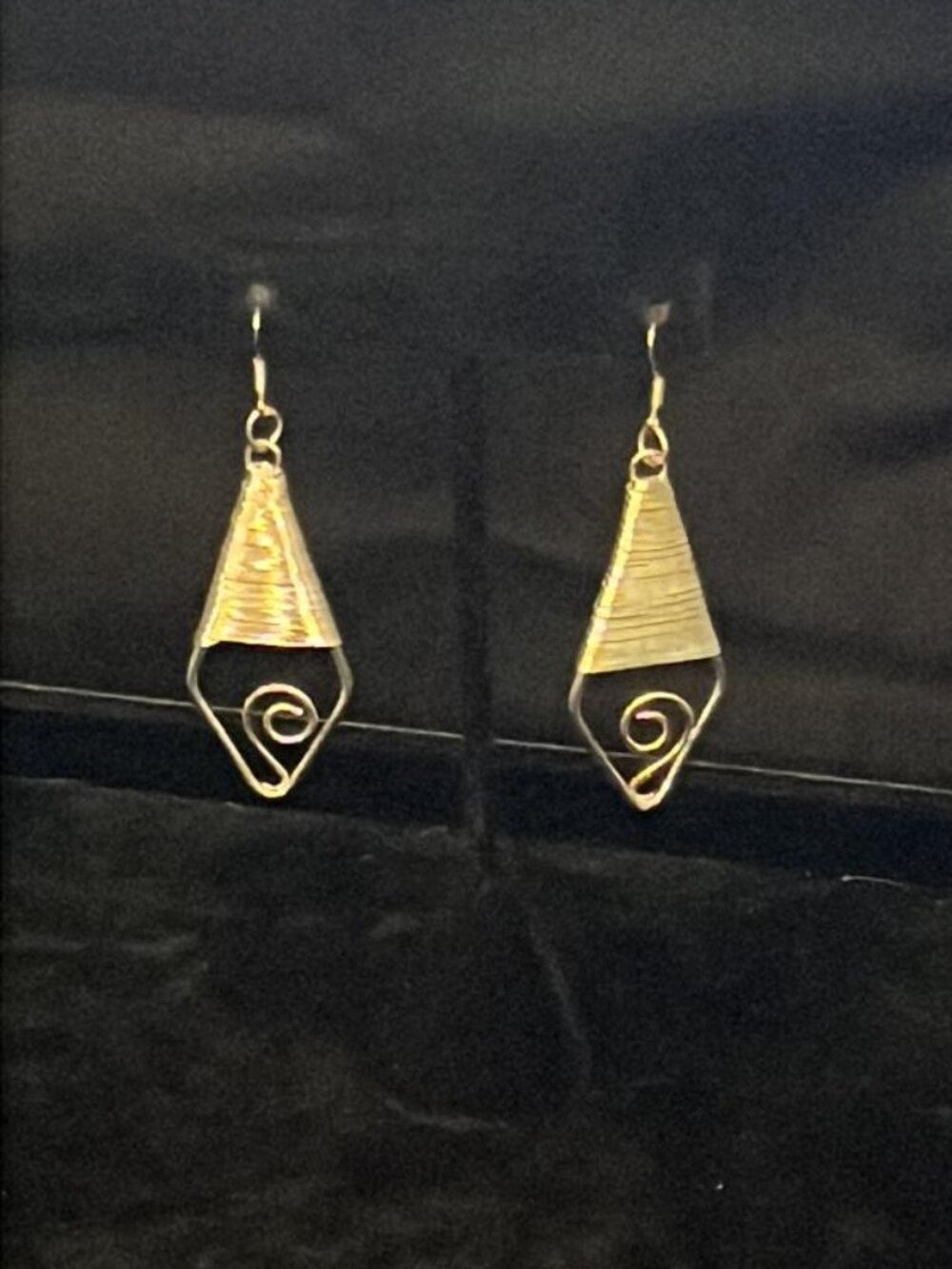Silver Tone Wire Wrap and Scroll Dangle Earrings